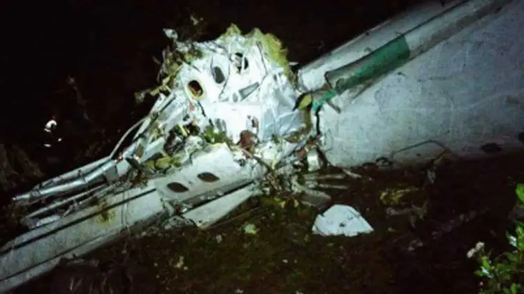 Acidente: a aeronave foi declarada como desaparecida às 21h54, no horário de Medellín (Reprodução/Twitter)