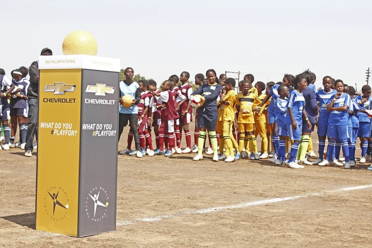 Delivery of the 1 millionth One World Futbol and the unveiling of the Mabu-A-Tlou Lebala La Metshameko pitch is part of Chevrolet’s global “What Do You #PlayFor?” campaign.