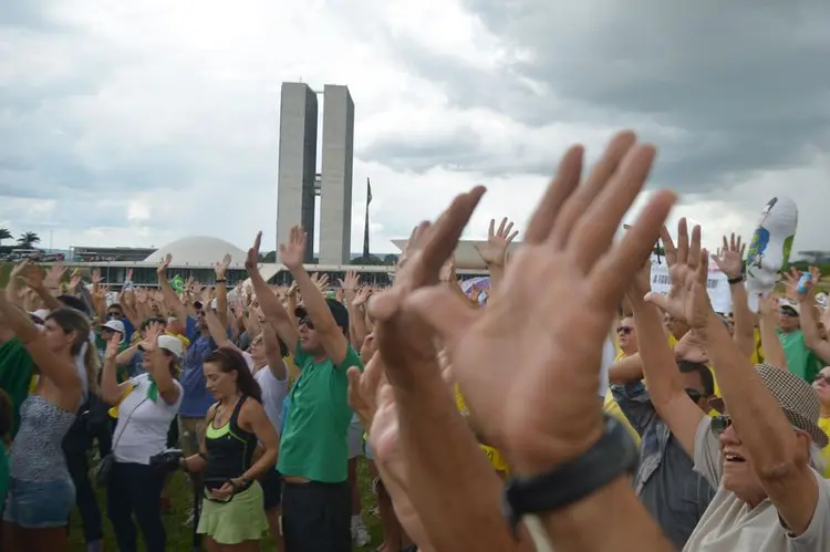 Ato em Brasília: protestos se revelaram muito focados na classe política, especialmente contra parlamentares (Marcello Casal/Agência Brasil)
