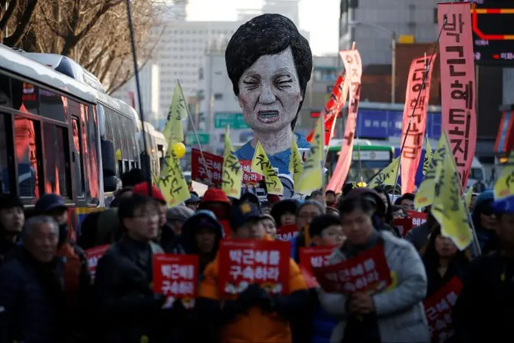 Protesto em Seul: manifestantes comemoraram o impeachment da presidente e se sentiram orgulhosos (Kim Hong-Ji/Reuters)