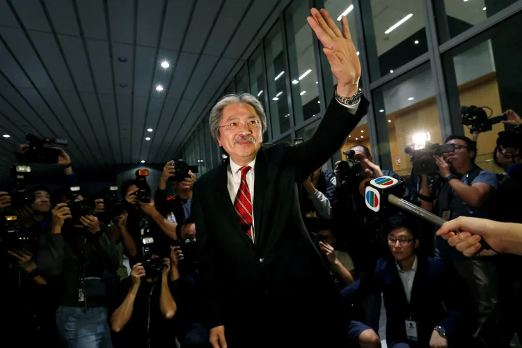 John Tsang: ele anunciou sua renúncia a Leung nesta segunda-feira (Tyrone Siu/Reuters)