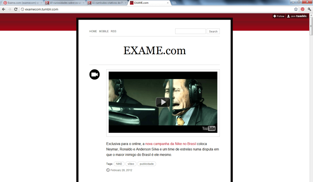 Tumblr de EXAME.com de cara nova