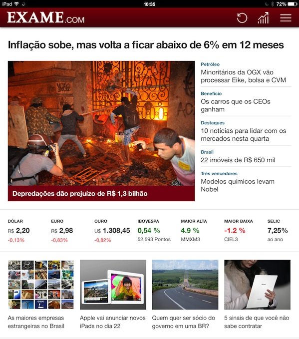 Interessado em notícias no tablet? Saiu EXAME.com 2.0 para iPad e Android