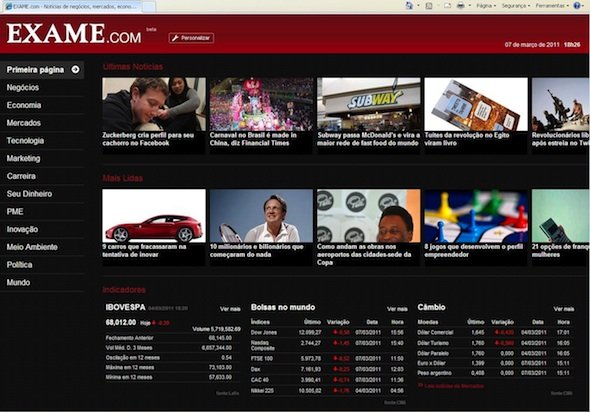 Saiu a nova interface de EXAME.com para IE!