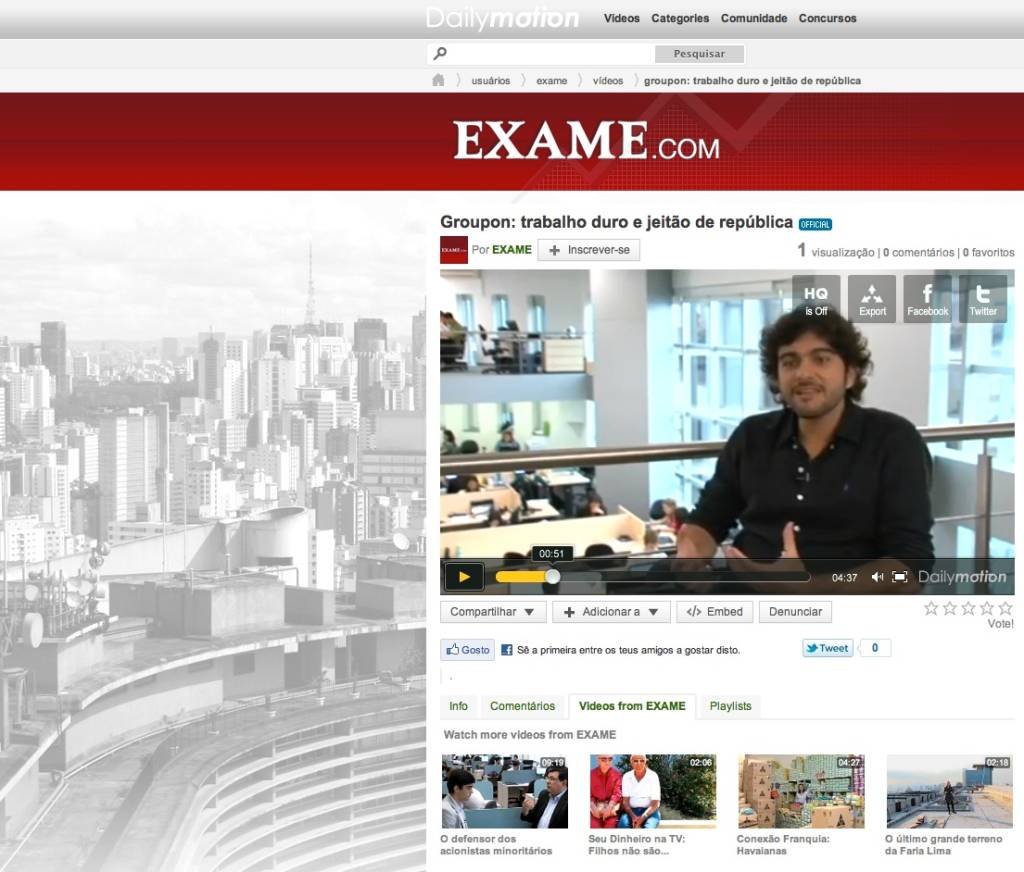 Vídeos de EXAME.com agora estão no Dailymotion