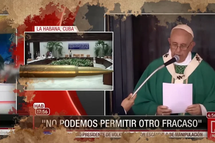 Papa Francisco: bala transformada em caneta é considerada o ícone das negociações de paz (Reprodução)