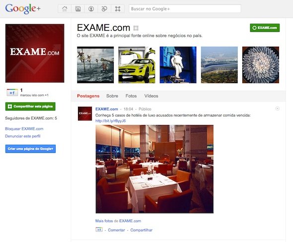 EXAME.com acaba de estrear no Google+