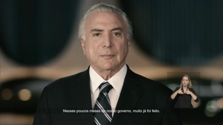 Presidente Michel Temer: mensagem foi transmitida em três minutos e meio (Reprodução)