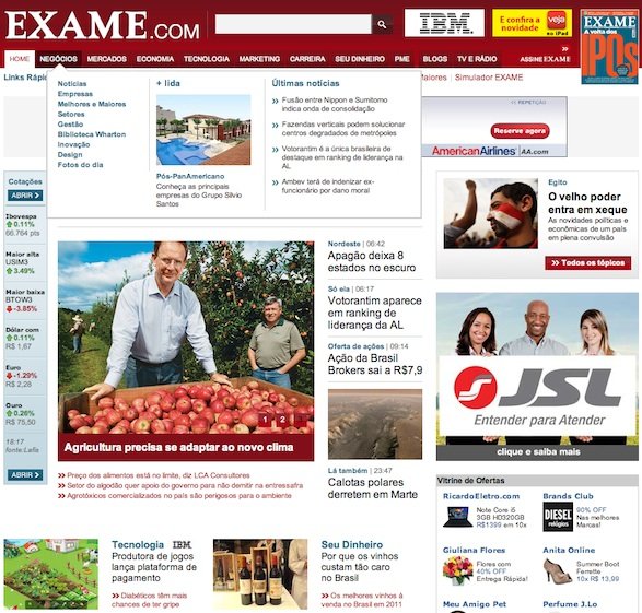 Menu de EXAME.com entrega tudo