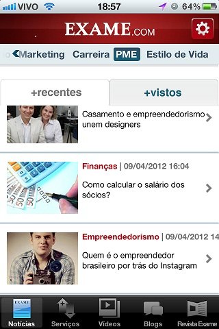 App de EXAME.com para iPhone sai em nova versão