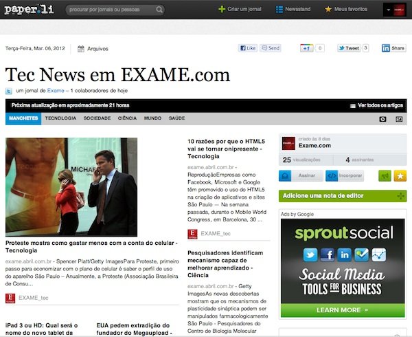 4 sabores de EXAME.com estão agora no Paper.li