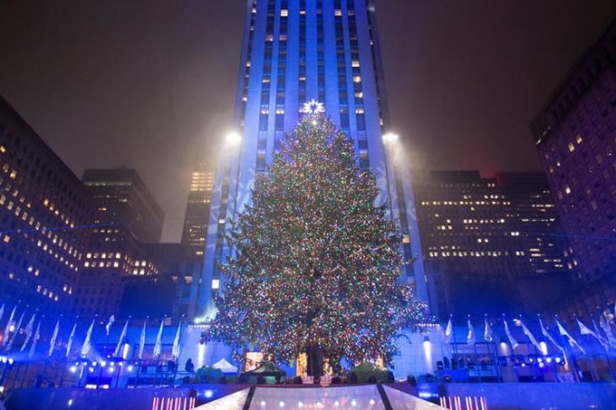 Árvore de Natal do Rockefeller Center ilumina Nova York
