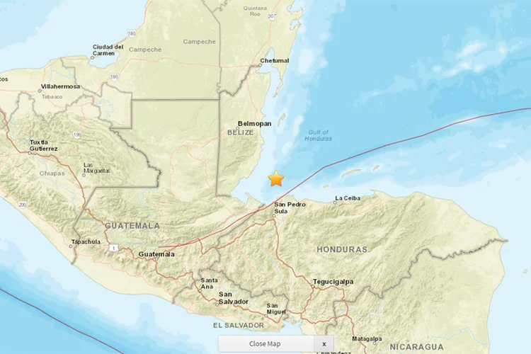 Terremoto em Honduras: tremor teve seu epicentro a dez quilômetros de profundidade e não estão descartadas réplicas menores no transcurso do dia (USGS/Reprodução)