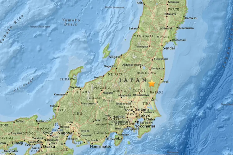 Terremoto no Japão: o terremoto aconteceu às 21h38 (hora local; 10h38 em Brasília) (USGS/Divulgação)