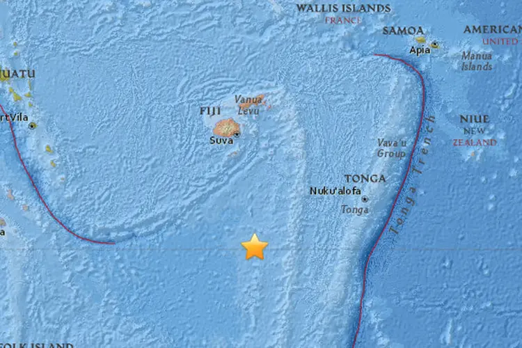 Fiji: esta região do Pacífico sofre habitualmente terremotos de magnitude superior a cinco (USGS/Reprodução)