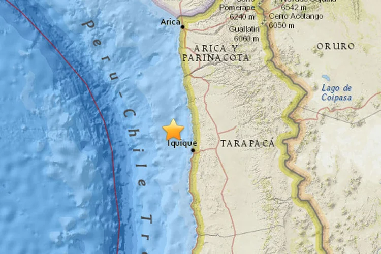 Região do tremor: sismo não provocou vítimas ou danos visíveis (USGS/Reprodução)