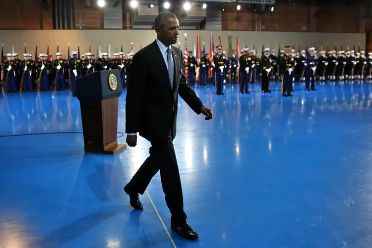 Barack Obama: as entradas para este último discurso foram disputadas na madrugada de sábado (Carlos Barria/Reuters)
