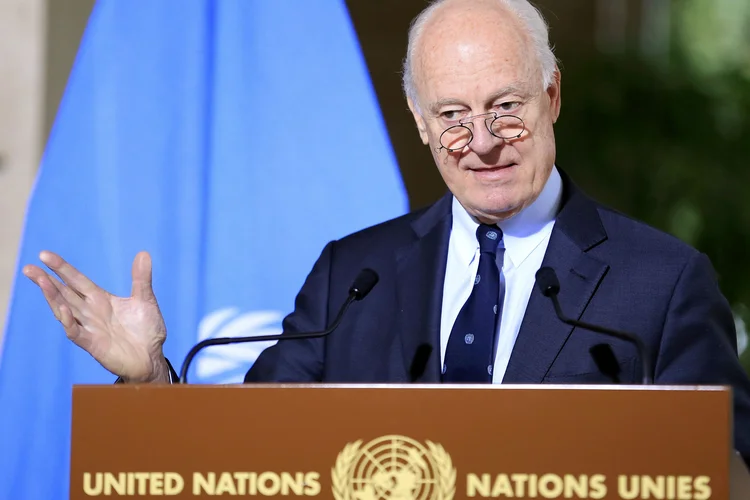Steffan de Mistura: o início da reunião plenária, onde deve sair o documento final, está previsto para às 16h (Pierre Albouy/Reuters)