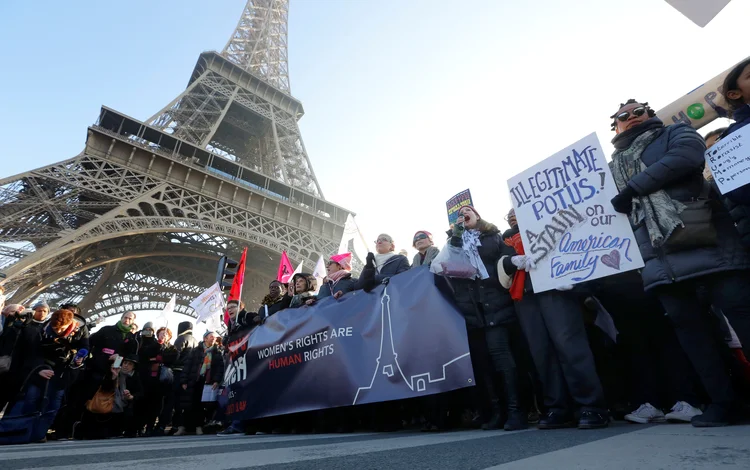 Protesters take part in the Women's March in Paris, France, January 21, 2017. The march formed part of a worldwide day of action following the inauguration of Donald Trump to U.S. President. REUTERS/Jacky Naegelen (Jacky Naegelen/Reuters)