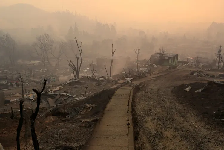 Devastação: novo relatório informou que 41 incêndios continuavam ativos no Chile (Pablo Sanhueza/Reuters)