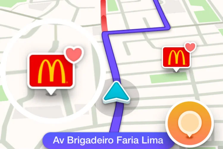 Waze em parceria com McDonald's: marca poderá ser vista no mapa do app (Waze/Divulgação)