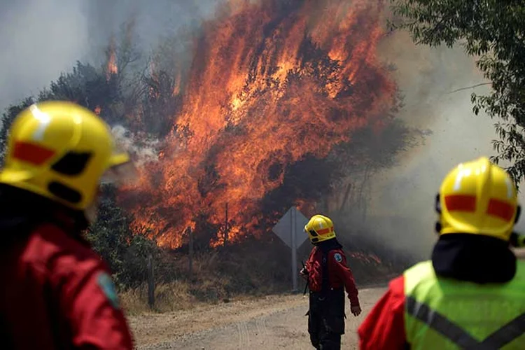 Incêndio: a Corporação Nacional Florestal (Conaf) informou que hoje havia no país um total de 103 incêndios florestais