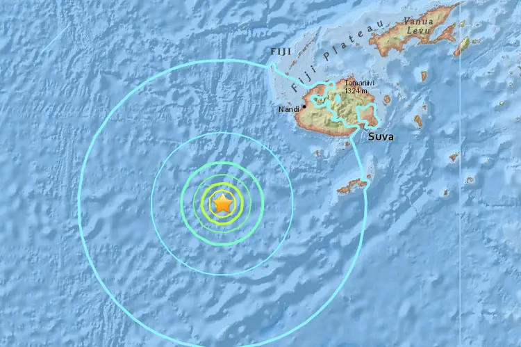 Fiji: ainda é desconhecido se o abalo sísmico deixou vítimas ou danos materiais graves (USGS/Reprodução)
