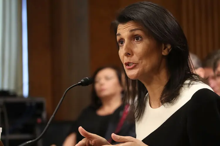 Nikki Haley: estamos reparados para manter a pressão se o regime sírio for tão estúpido a ponto de pôr a toda prova nossa vontade (Foto/Getty Images)