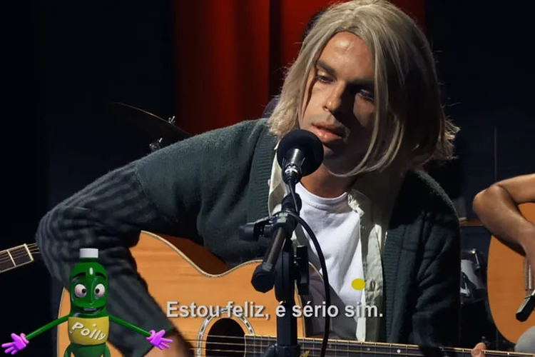 Nirvana: a “produção” ainda conta com uma participação especial do mascote “Pollynho” (Hermes e Renato/Reprodução)