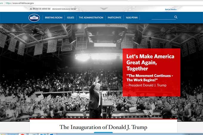 Print da página oficial da Casa Branca do governo Trump (WhiteHouse.Gov/Reprodução)