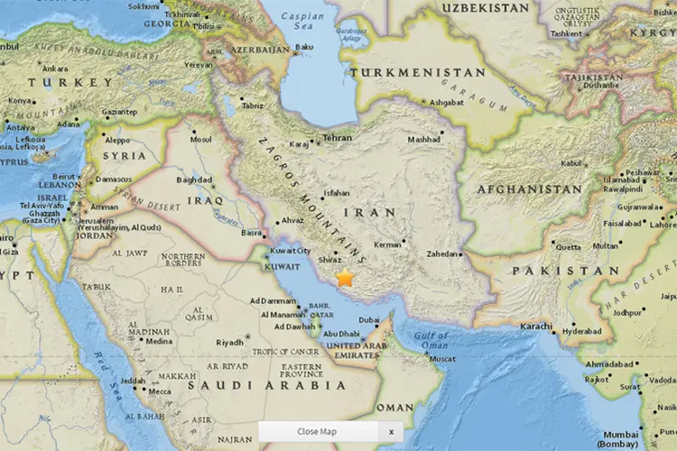 Irã se encontra em uma zona de forte atividade sísmica e registra regularmente terremotos de maior ou maior intensidade (USGS/Reprodução)