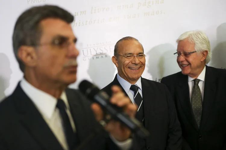 Jucá, Padilha e Moreira Franco: votação do PMDB sobre reforma da Previdência foi o estopim da rixa (Marcelo Camargo/Agência Brasil)