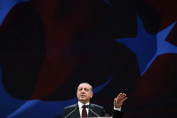 Erdogan: "os partidos racistas têm os dirigentes e os governos europeus na mão", continuou (Kayhan Ozer/Presidential Palace/Handout/Reuters)