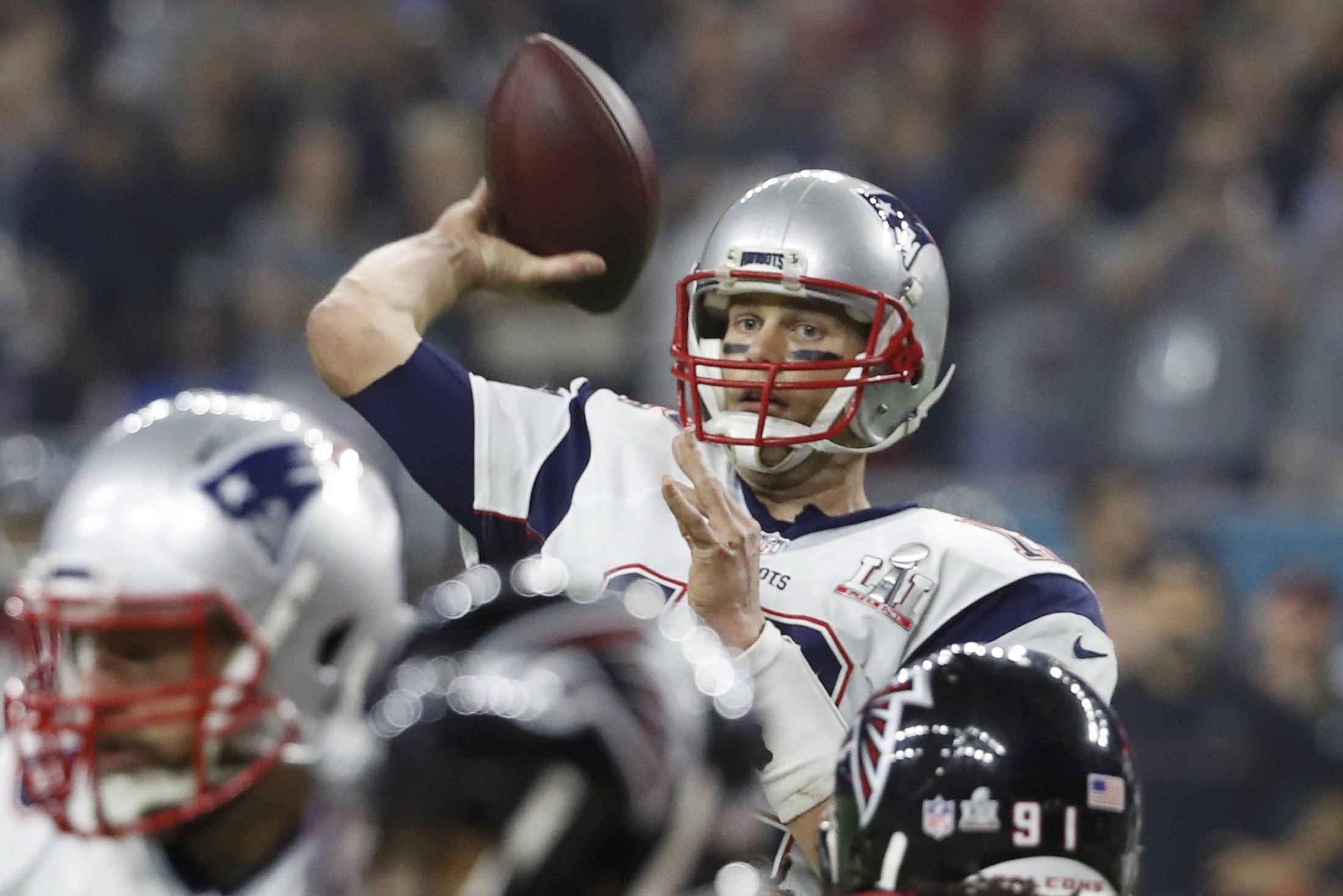 Tom Brady, quarterback do New England Patriots, no jogo que garantiu o quinto título da equipe no Super Bowl