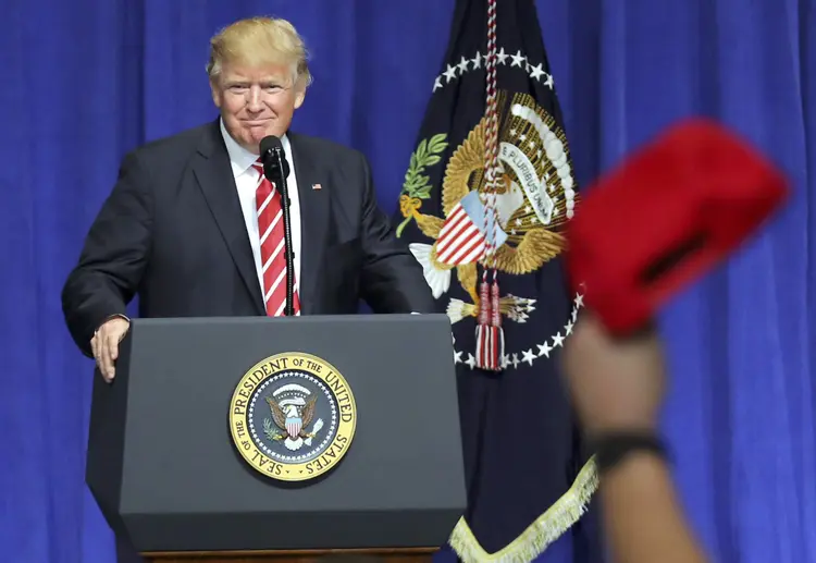 Trump: o novo presidente falou para um auditório composto por militares, incluindo chefes dos comandos Central e de Operações Especiais (Carlos Barria/Reuters)