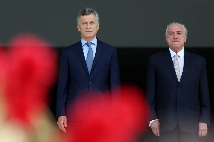 Macri e Temer: os dois presidentes também expressaram a "satisfação" pelo processo de paz na Colômbia (Adriano Machado/Reuters)
