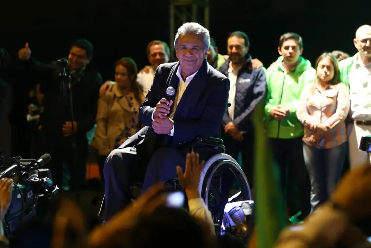Lenin Moreno, candidato da esquerda ao governo do Equador: eleição deve ir ao segundo turno (Mariana Bazo/Reuters)