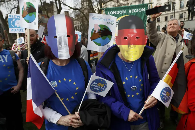 Protestos em Londres: aproximadamente 3 milhões de cidadãos da UE vivem no Reino Unido (Stefan Wermuth/Reuters)