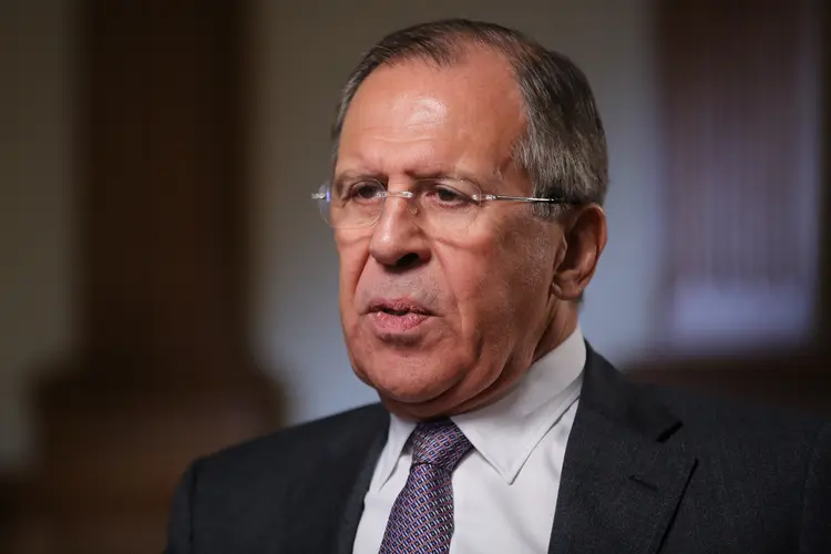 Chanceler russo, Sergei Lavrov: "Lavrov insistiu que o ato de agressão contra a Síria perpetrado por Washington sob uma desculpa inventada é inadmissível" (Andrey Rudakov/Bloomberg)