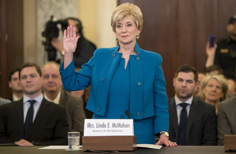 Linda McMahon: ela foi aprovada por grande maioria no Senado, com 81 votos a favor e 19 contra (Aaron P. Bernstein/Bloomberg)