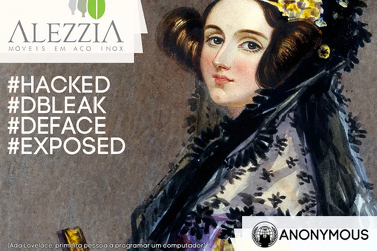 Comunicado do Anonymous Brasil sobre invasão à página da Alezzia: grupo usou Ada Lovelace para ironizar posicionamento da empresa (Anonymous Brasil/Reprodução/Facebook)