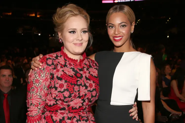 Beyoncé e Adele: Beyoncé e Adele competem pelo prêmio principal com o rapper de Toronto Drake, que quebrou recordes em plataformas de streaming (Christopher Polk/Getty Images)