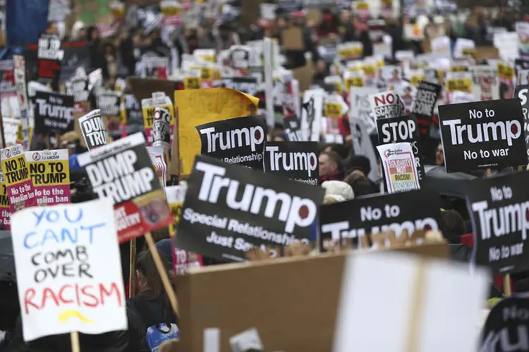 Protesto: "esperamos ansiosamente dar as boas-vindas ao presidente Trump e finalizar acordos", disse o governo (Reuters)