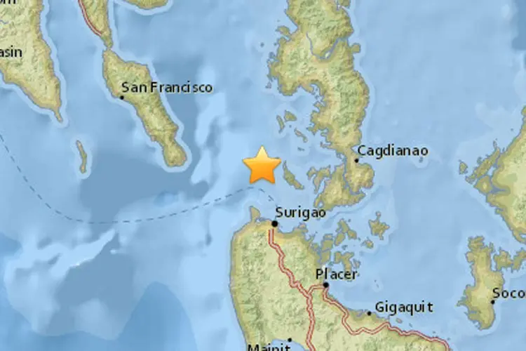 Localização do terremoto que atingiu o sul das Filipinas em 10/02/2017 (USGS/Reprodução)