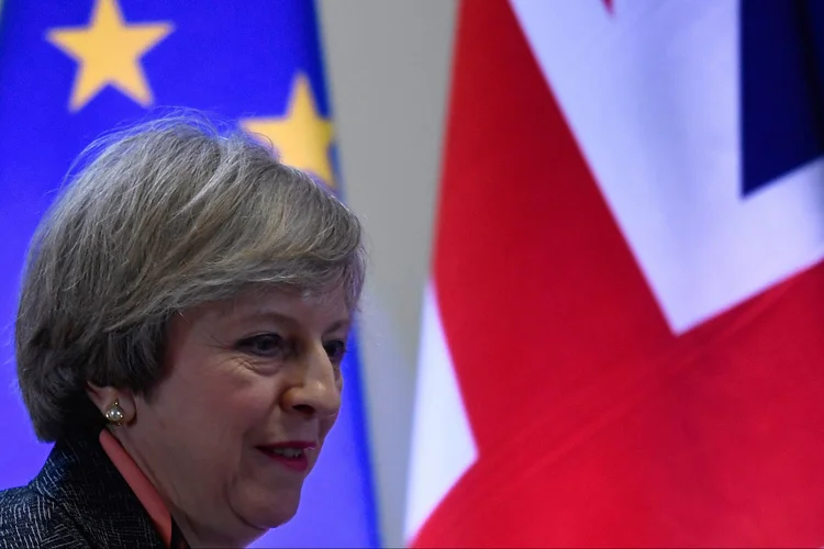 Theresa May: documento continha informações como o hotel onde se hospedaria e de onde faria suas ligações (Dylan Martinez/Reuters)