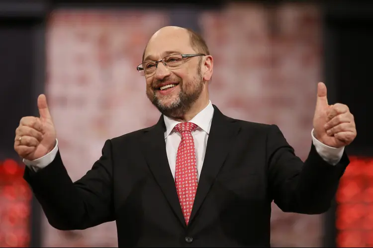 Schulz: candidato ganhou os 605 votos dos representantes do partido, um feito sem precedentes (Axel Schmidt/Reuters)