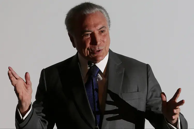 Michel Temer: o presidente disse que a aprovação da lei que aprovou a retirada da obrigatoriedade de participação da Petrobras no pré-sal foi um ato de coragem e mencionou também as ações que resultaram na queda da inflação (Adriano Machado/Reuters)