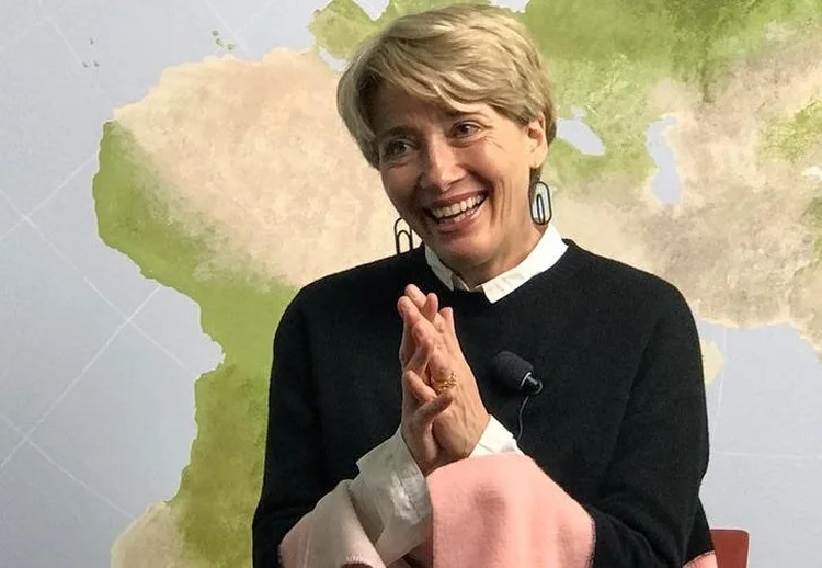 Emma Thompson: a atriz falava na Suécia, onde junta sua voz a ativistas em críticas aos planos da Noruega de abrir maior exploração de petróleo e gás no Ártico (Bjorn Lockstrom/Reuters)