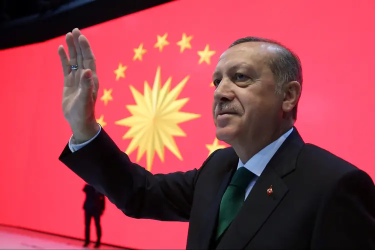 Erdogan: "A data foi definida agora. Acredito que em 15 de maio irei para China. Da China, viajarei para os Estados Unidos", disse Erdogan (Yasin Bulbul/Presidential Palace/Handout/Getty Images)