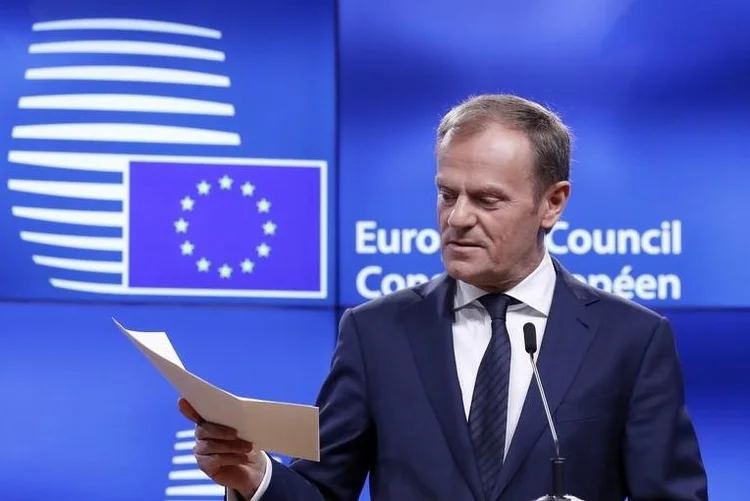 Donald Tusk: "Não há razões para fingir que este é um dia feliz, nem em Bruxelas nem em Londres", acrescentou o presidente do CE (Yves Herman/Reuters)